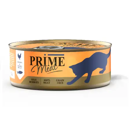 Купить prime meat консервы для кошек, курица с лососем, филе в желе