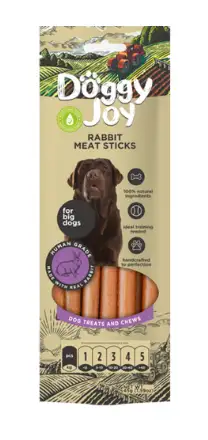 Купить doggy joy лакомство для собак крупных пород, мясные колбаски из кролика