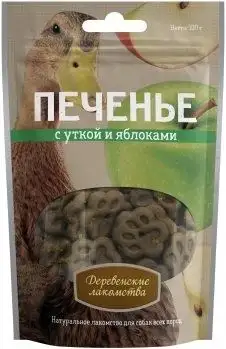 Деревенские лакомства лакомство для собак печенье с уткой и яблоками