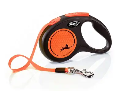 Flexi Neon New Classic рулетка ремень для собак, светоотражающая, оранжевый неон
