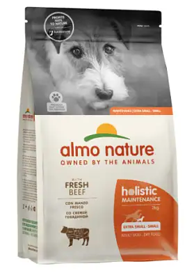 Almo Nature HOLISTIC сухой корм для взрослых собак малых пород со свежей говядиной и коричневым рисом