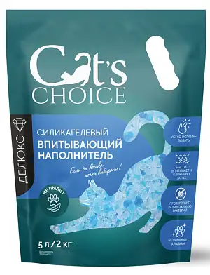 Cat's choice силикагелевый впитывающий наполнитель для кошек с синими гранулами