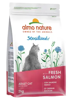 Almo Nature Sterilised Fresh Salmon сухой корм для взрослых стерилизованных кошек со свежим лососем 