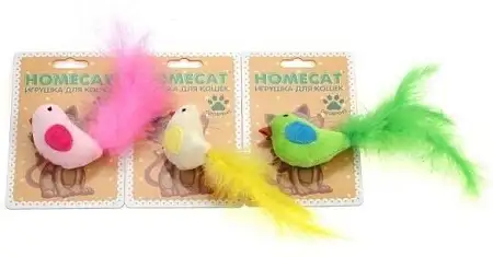 Купить homecat игрушка для кошек птичка с хвостом из перьев