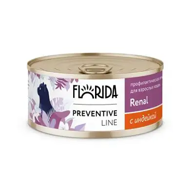 Florida Preventive Line консервы Renal для кошек "Поддержание здоровья почек" с индейкой