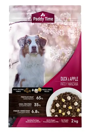 Купить paddy time Беззерновой сухой корм для собак всех возрастов, утка с яблоком, 2 вида гранул