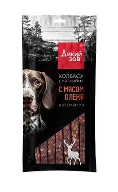 TITBIT Дикий зов лакомство для взрослых собак колбаса с мясом оленя и брусникой
