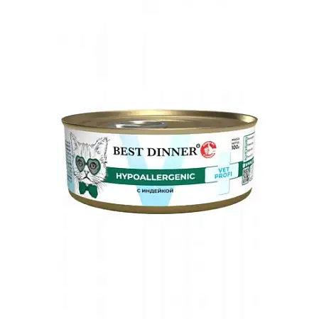 Купить best dinner vet profi hypoallergenic консервы для кошек и котят с индейкой