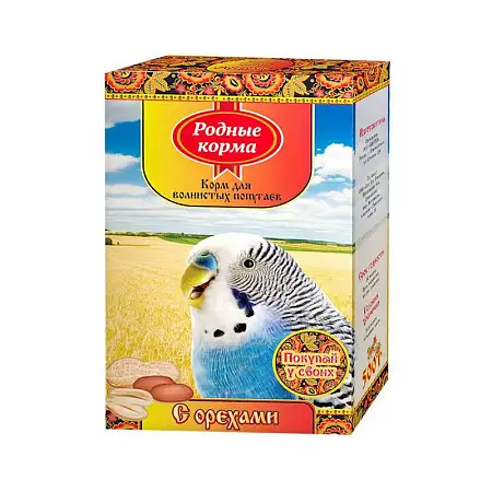 Купить Родные корма Сухой корм для волнистых попугаев с орехами