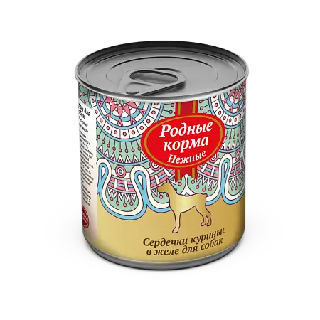 Купить Родные корма Нежные консервы сердечки куриные в желе для собак