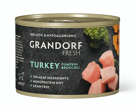 Купить grandorf fresh Консервы для собак паштет из индейки с тыквой и брокколи